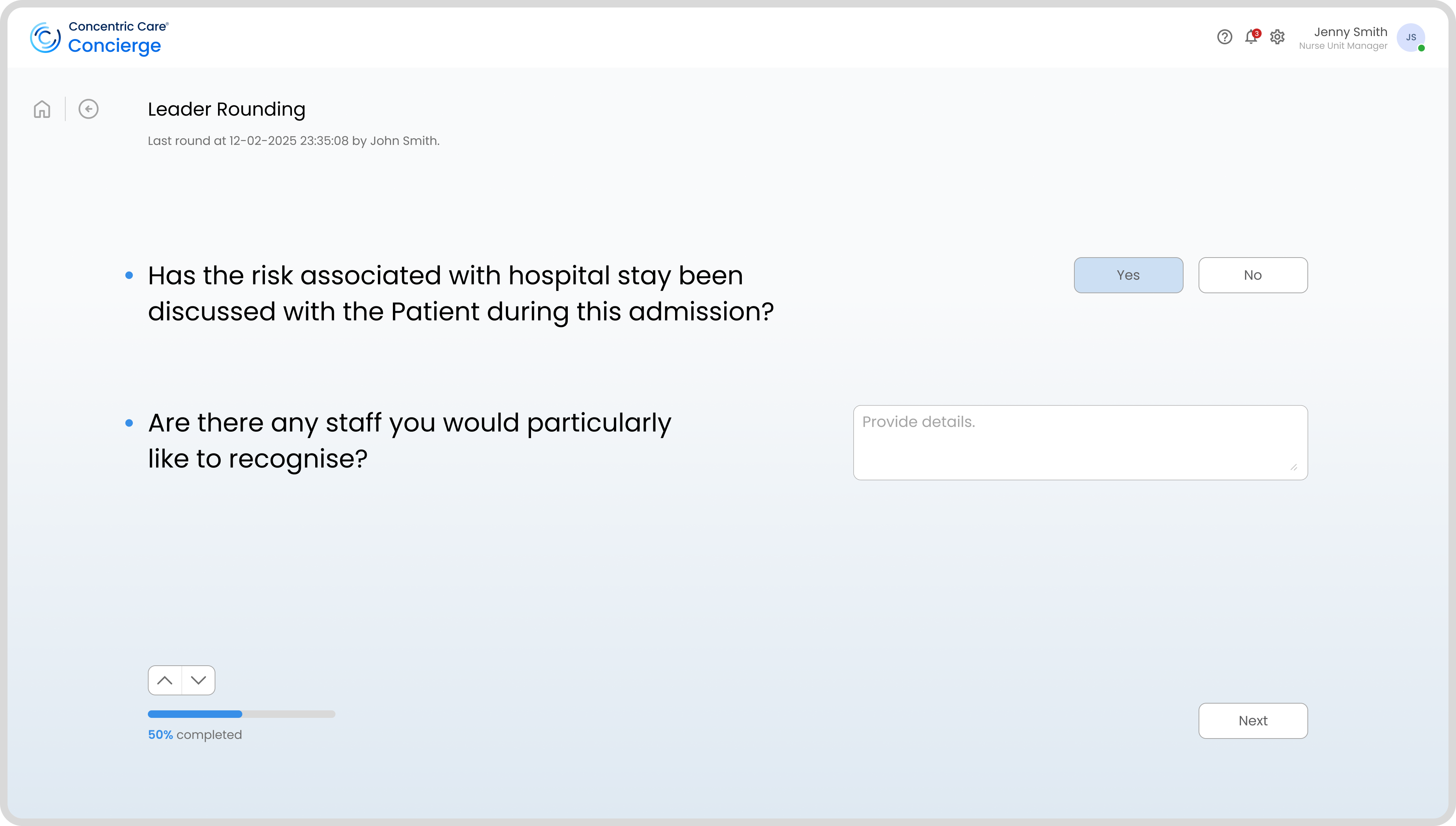 HatimK-Portfolio-Hospital Rounding-Questions set 3 Leader Rounding